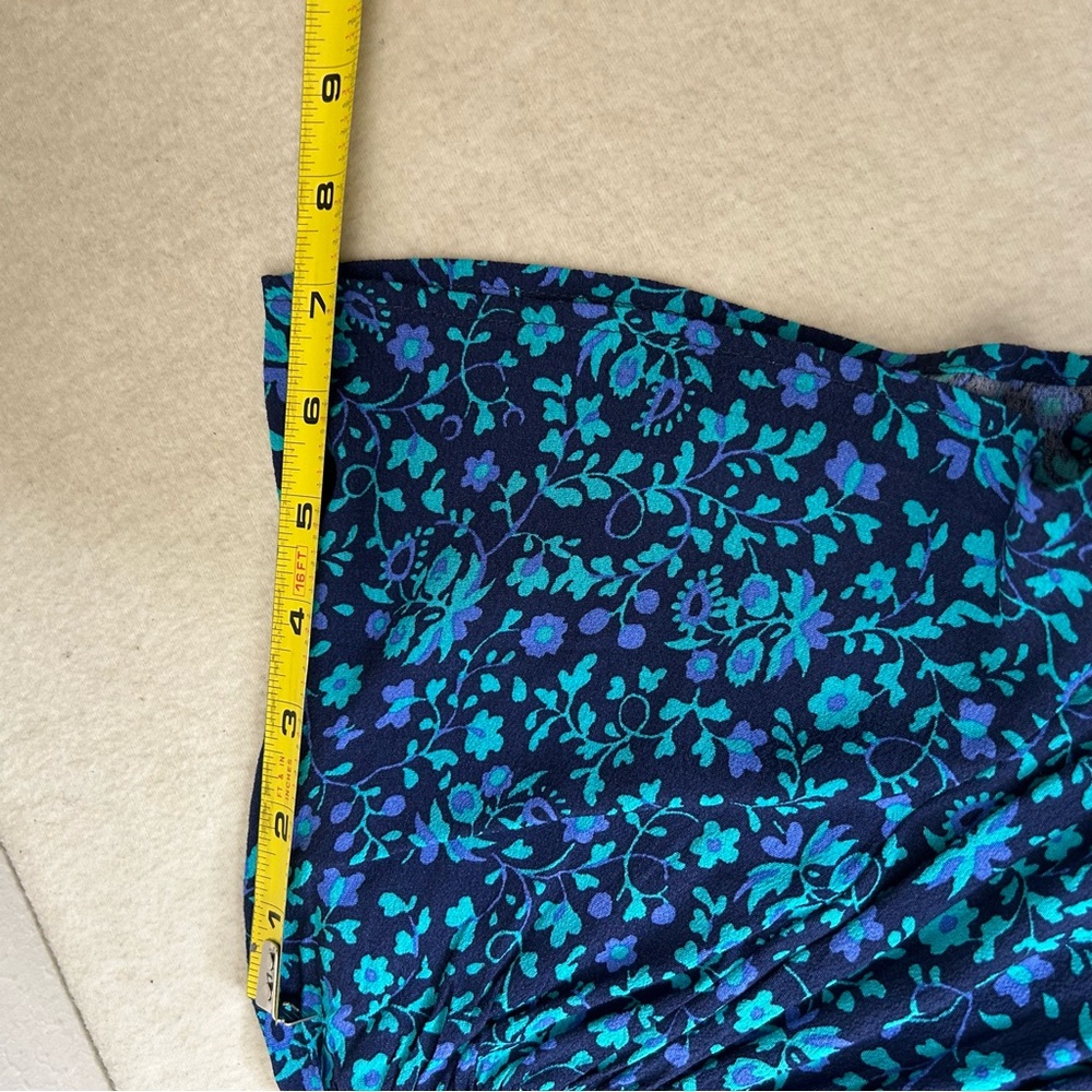 Talbots Pretty Navy Blue Multicolored Floral MIDI Short Sleeve Dress Size L - Picture 7 of 8